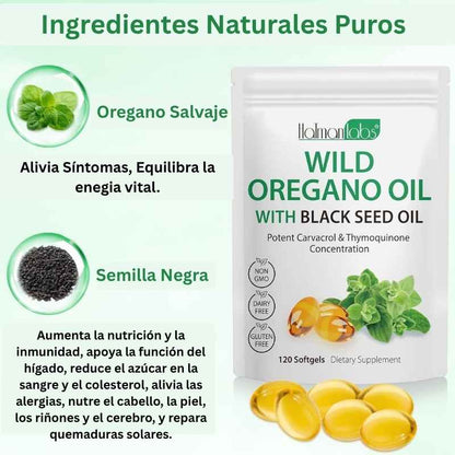 Aceite de Oregano “Refuerza tu bienestar natural y vitalidad todos los días”. 600 Capsulas.