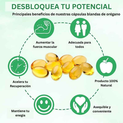 Aceite de Oregano “Refuerza tu bienestar natural y vitalidad todos los días”. 600 Capsulas.