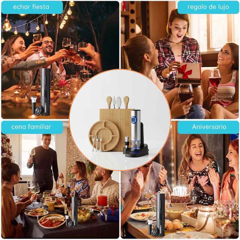 Wine & Cheese Deluxe Set – Sacacorchos Eléctrico + Tabla de Quesos