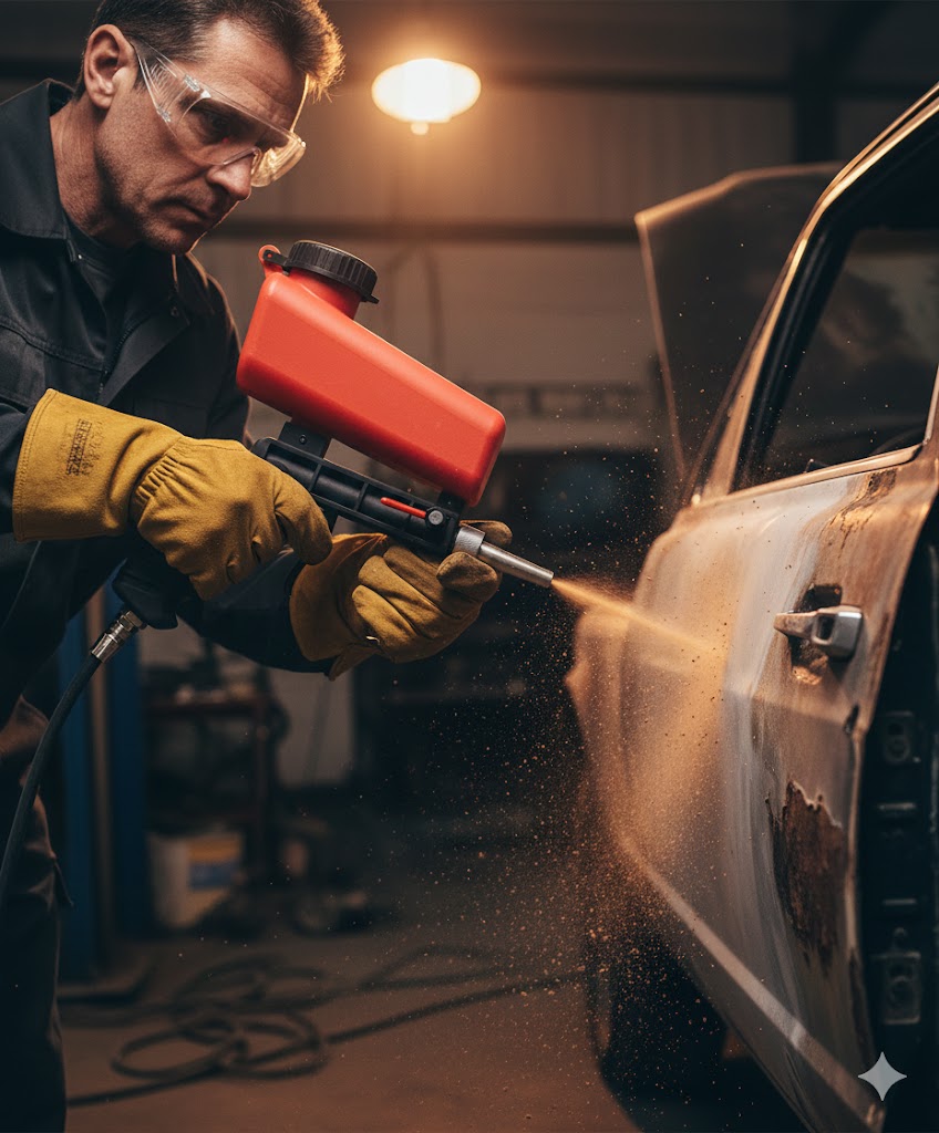 SteelBlast Pro. Pistola Neumática para Eliminar Pintura, Oxido y Suciedad en Superficies